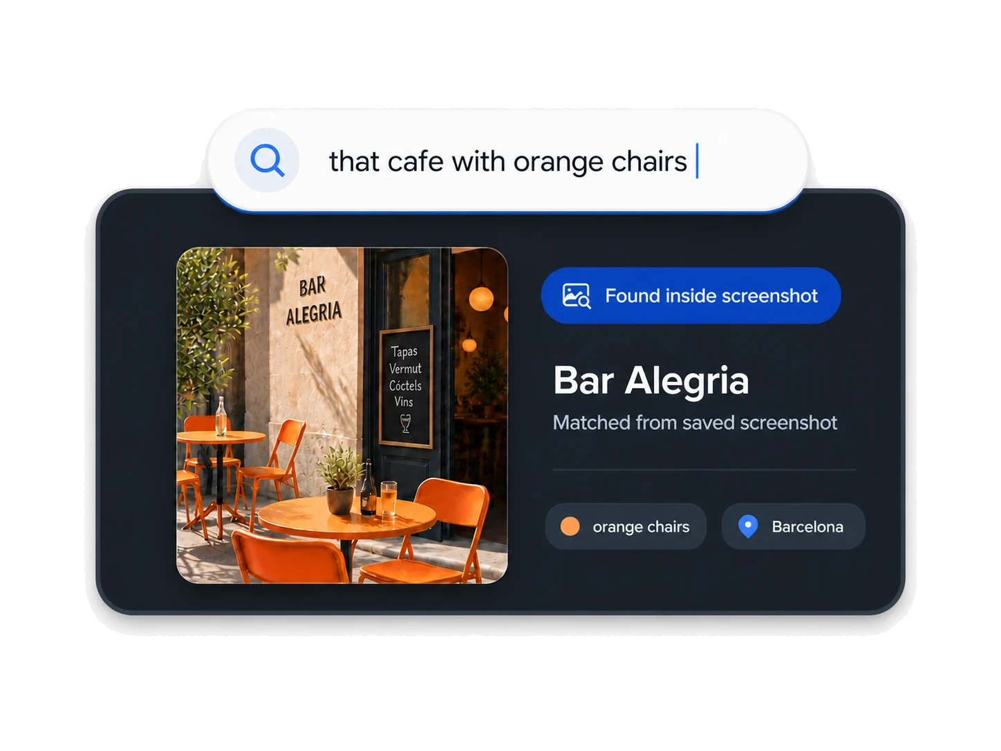 Search result found from text inside a saved screenshot