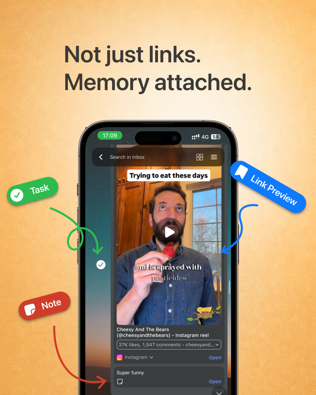 Luckynote app showing note capture, search and organization